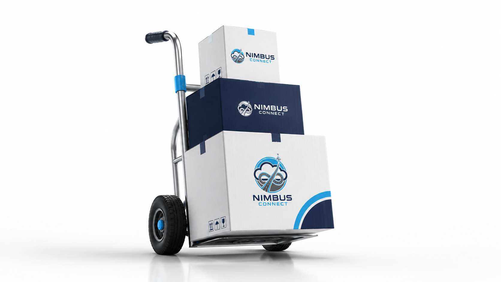 Nimbus Connect boxes on a trolley