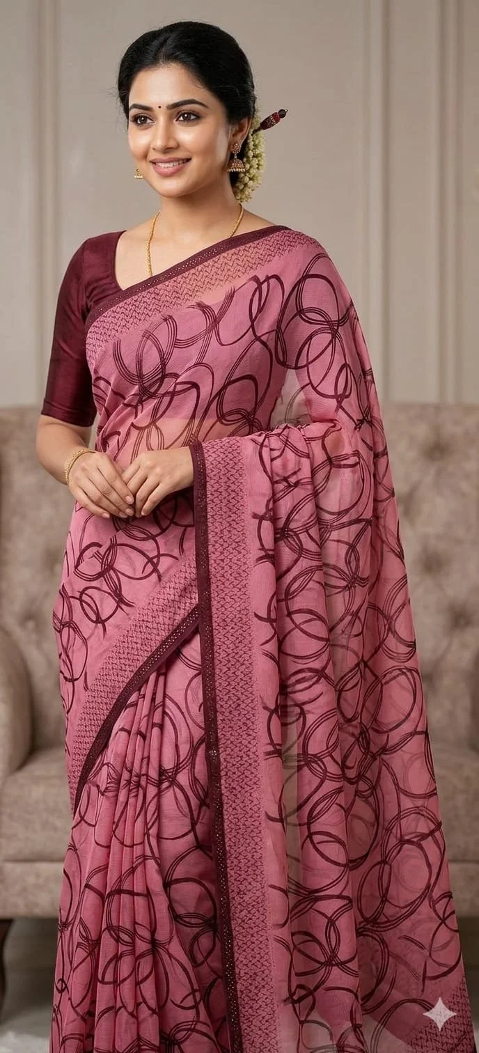 Flowy saree / Dusty pink