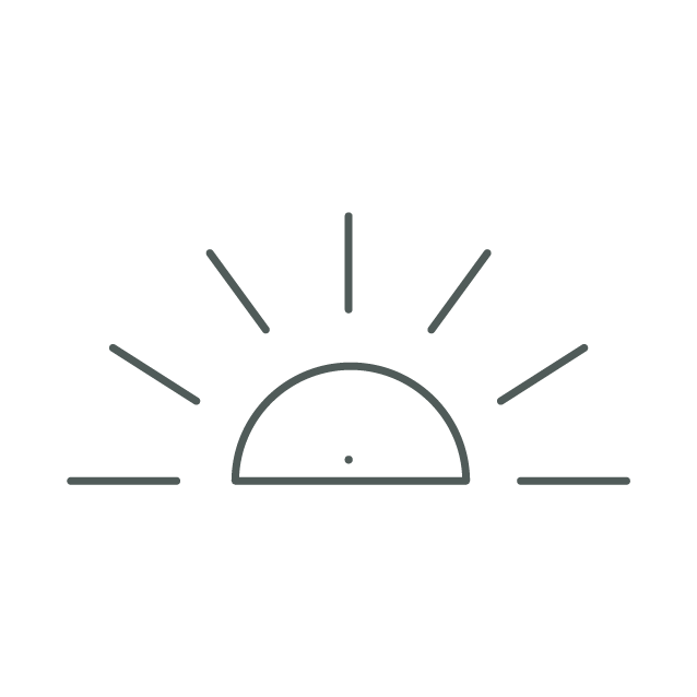 A simple line drawing of a sun with rays extending outward, set against a black background.