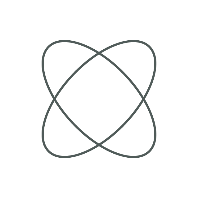 Simple diagram of an atom with a nucleus and orbiting electrons on a black background.