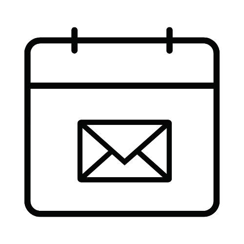 Calendar icon with an envelope symbol inside, representing email or message scheduling.