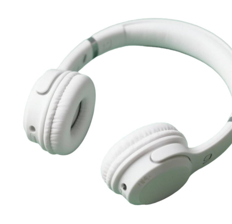 White wireless over-ear headphones.