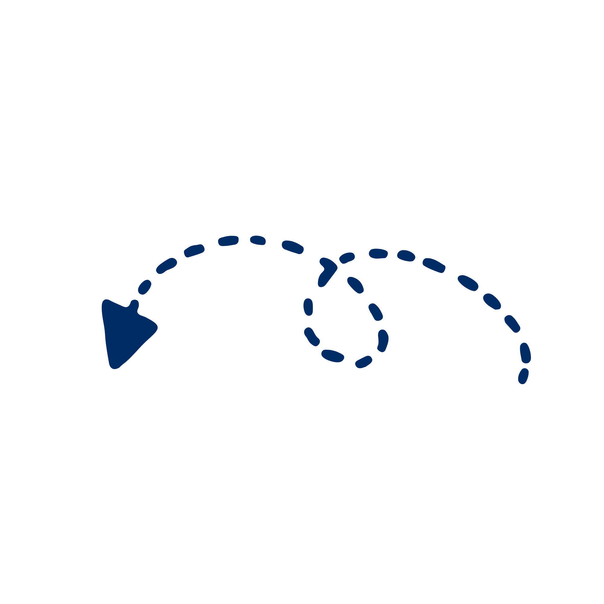 Blue dashed line on black background, with a solid blue arrow pointing at the dashed line