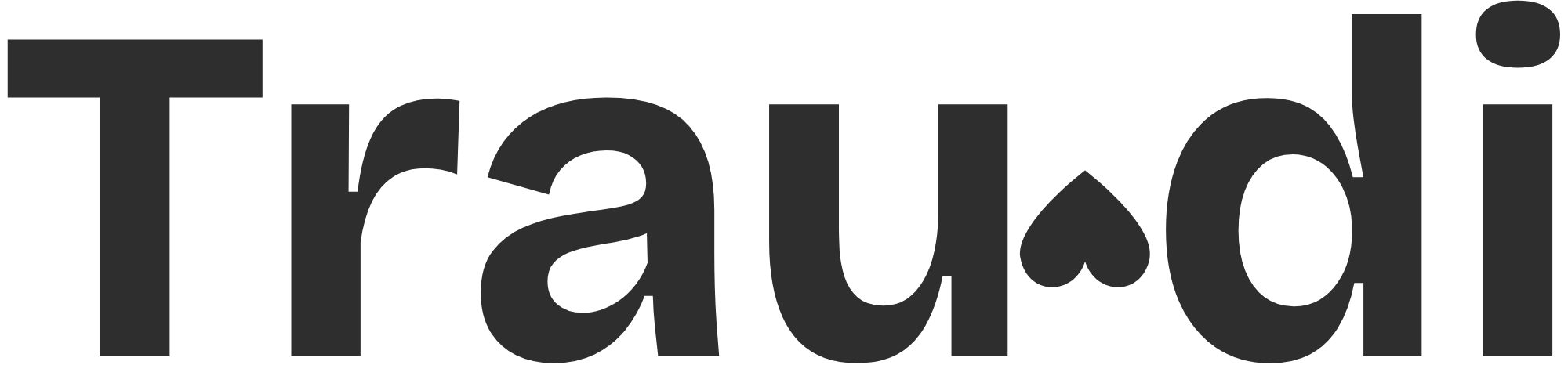 Das Bild zeigt das Wort 'Trau dich' in großen, schwarzen Buchstaben auf transparentem Hintergrund, wobei die Silben 'Trau' und 'dich' durch ein Herz getrennt sind.