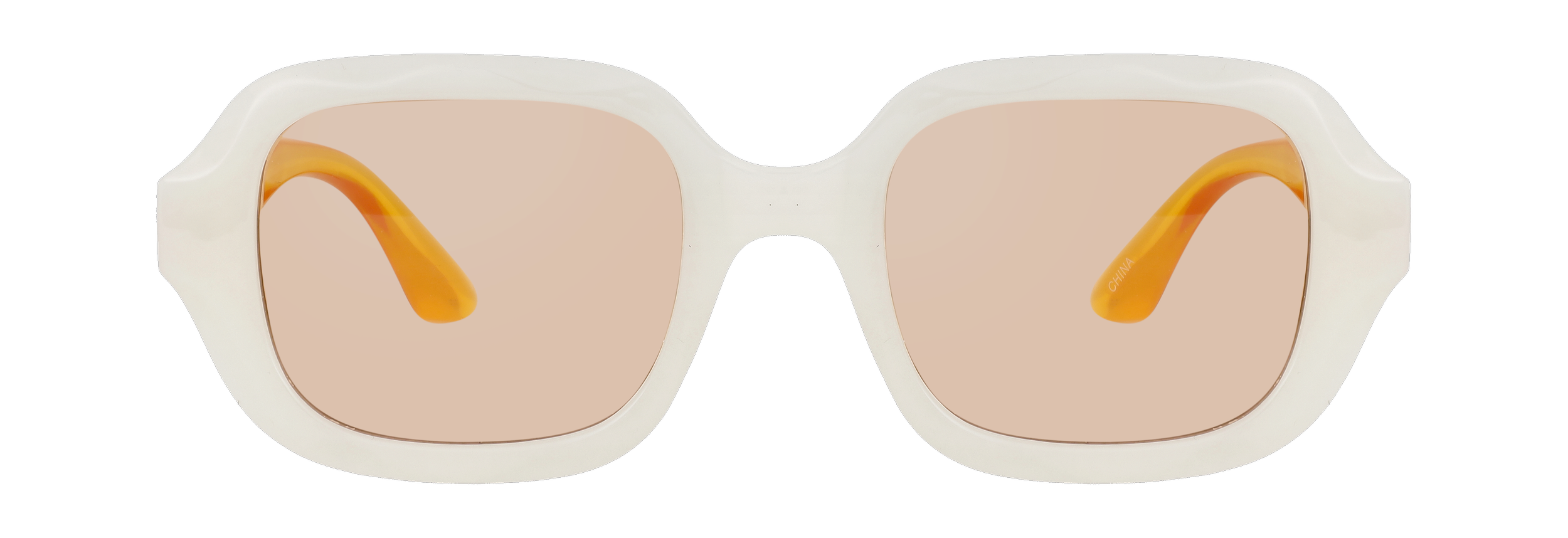 Gafas de sol con lentes rosadas y patillas anaranjadas