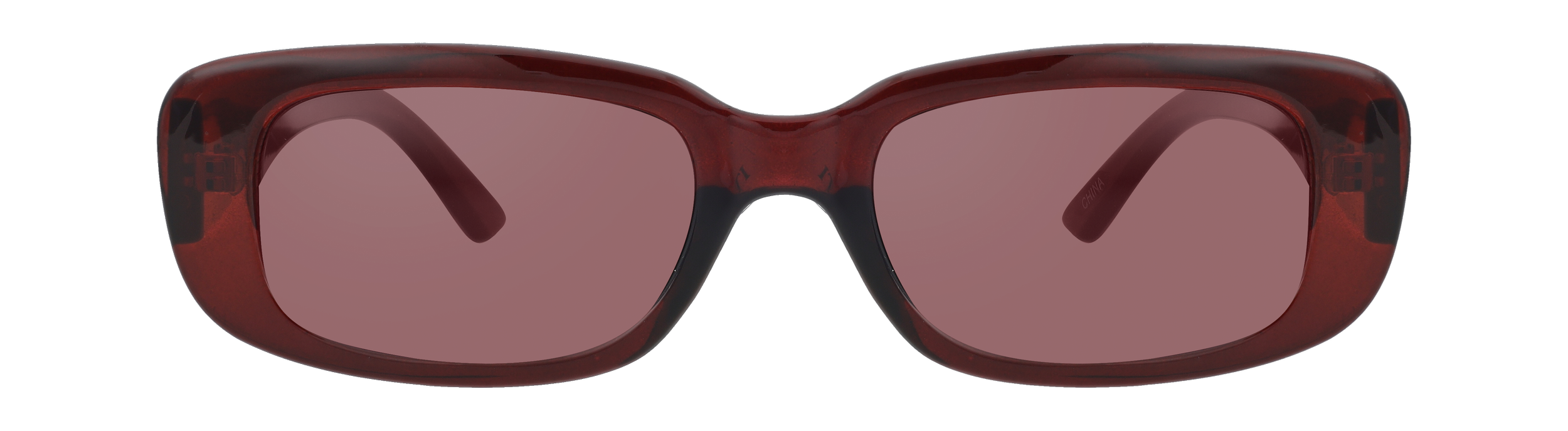 Gafas de sol con marco rojo y lentes rosados