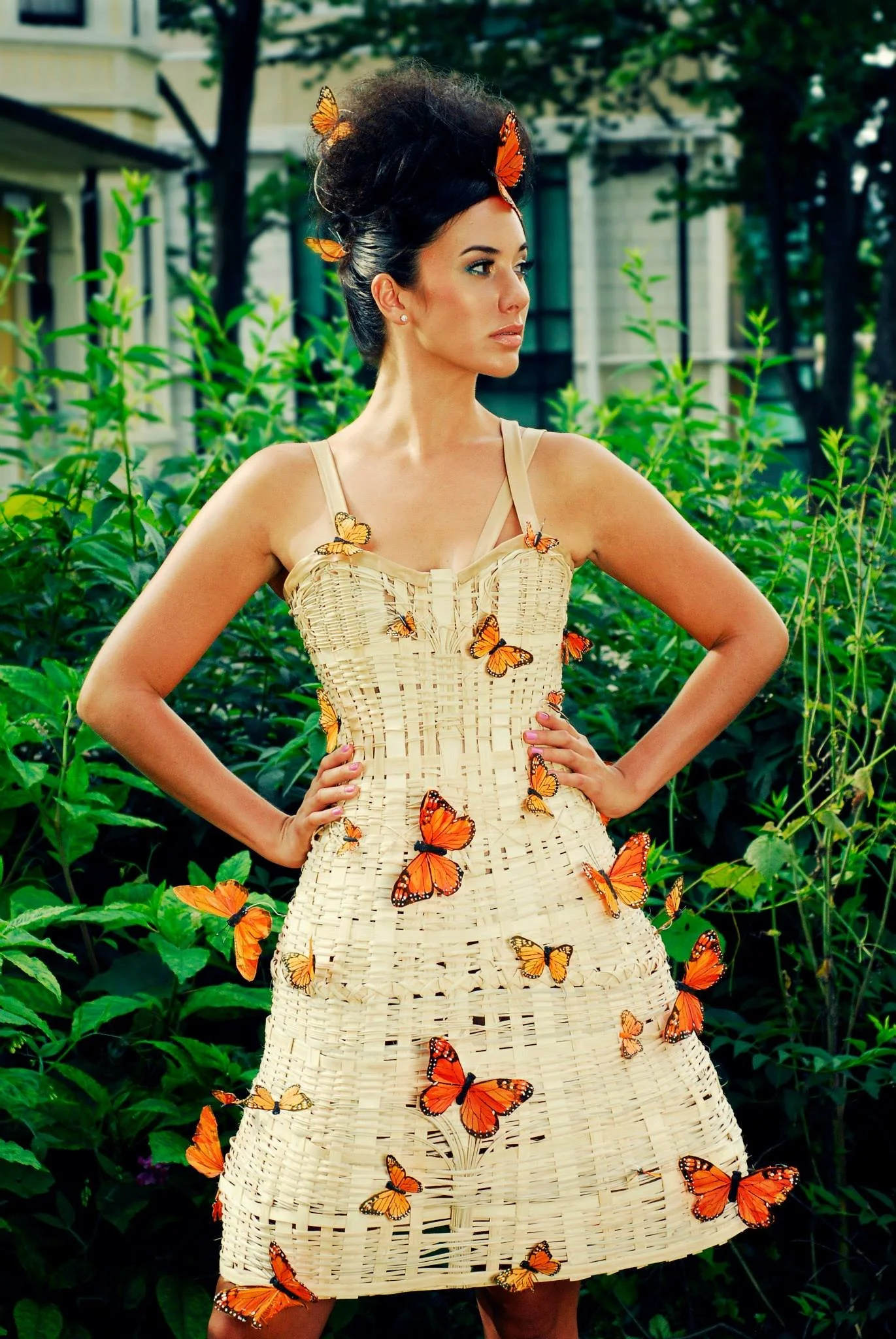 Made for the Costume Drama Fashion show, all designers chose from 4 categories, Natural Materials, Paper, Flowers and Recycled materials