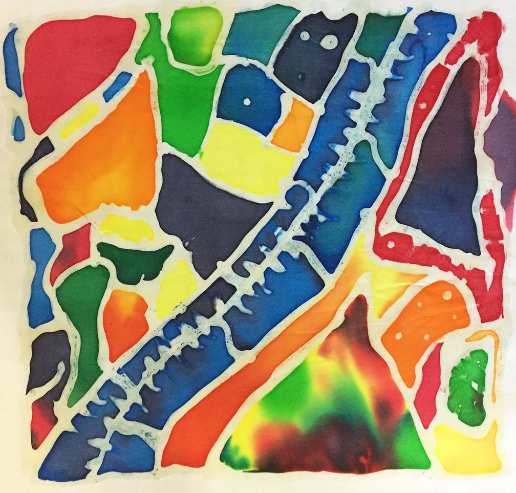 Silk scarf painting with resist