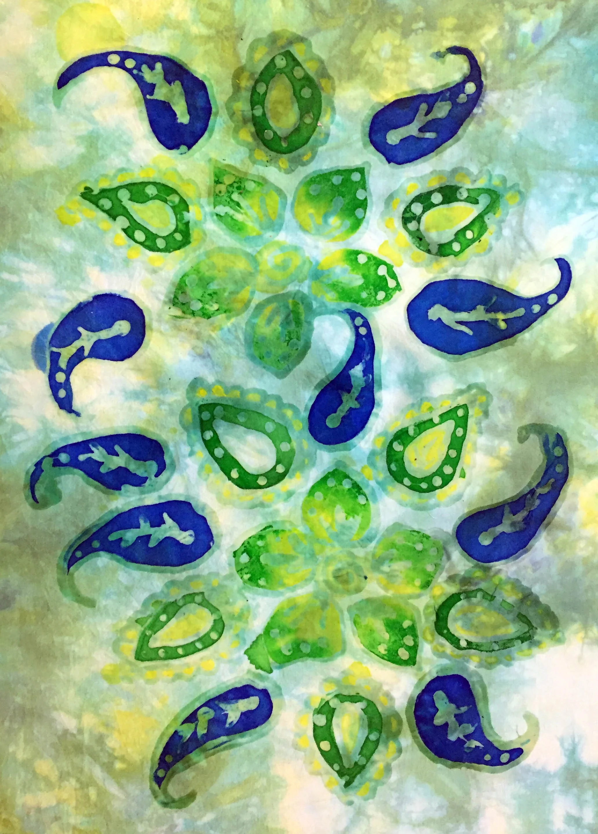 Hand dyed silk with silk painting