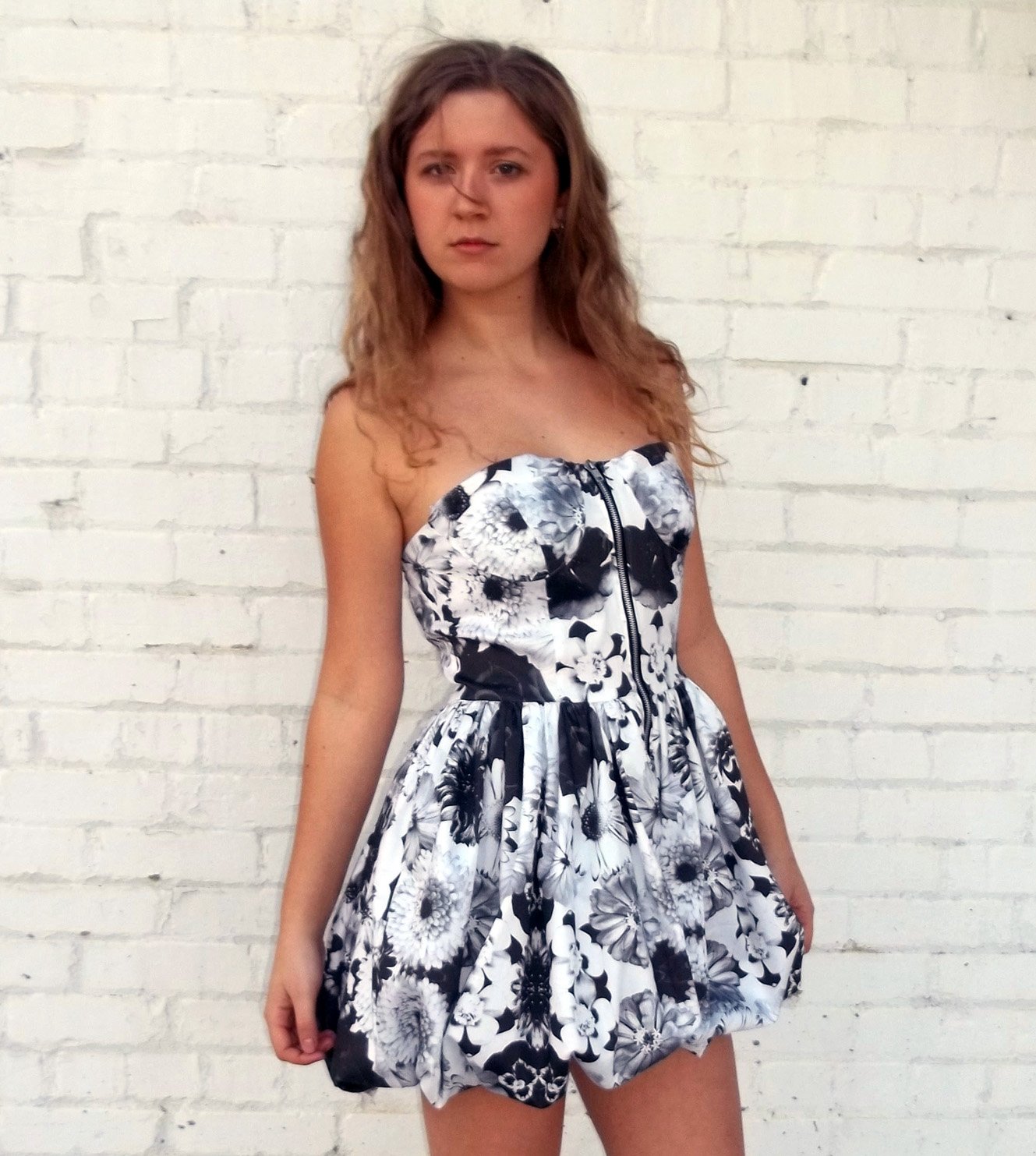 Bold Floral Eco-Chic Strapless Dress