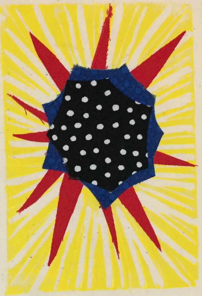 Block print with fabric collage