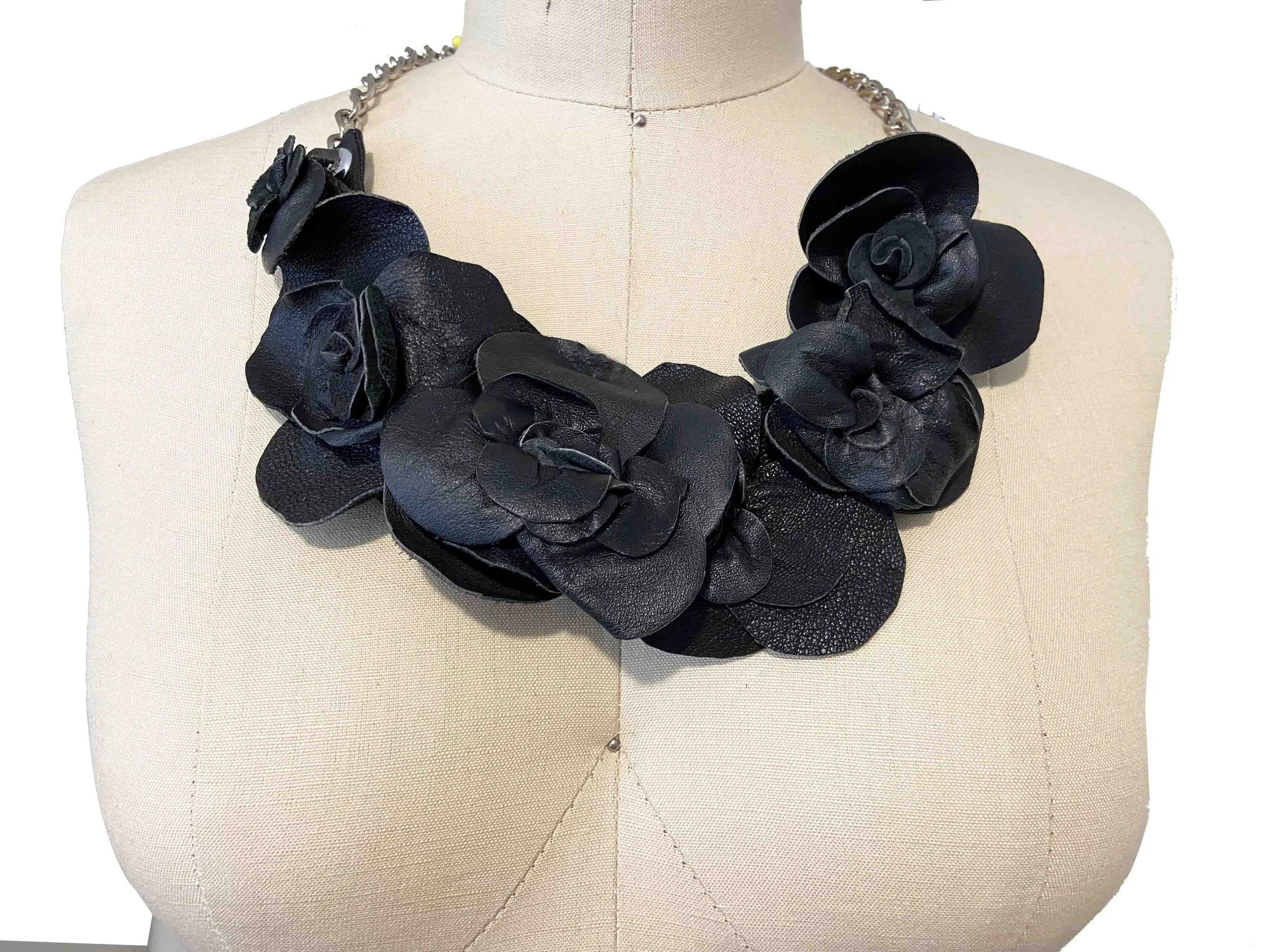 Black Floral Statement Necklace