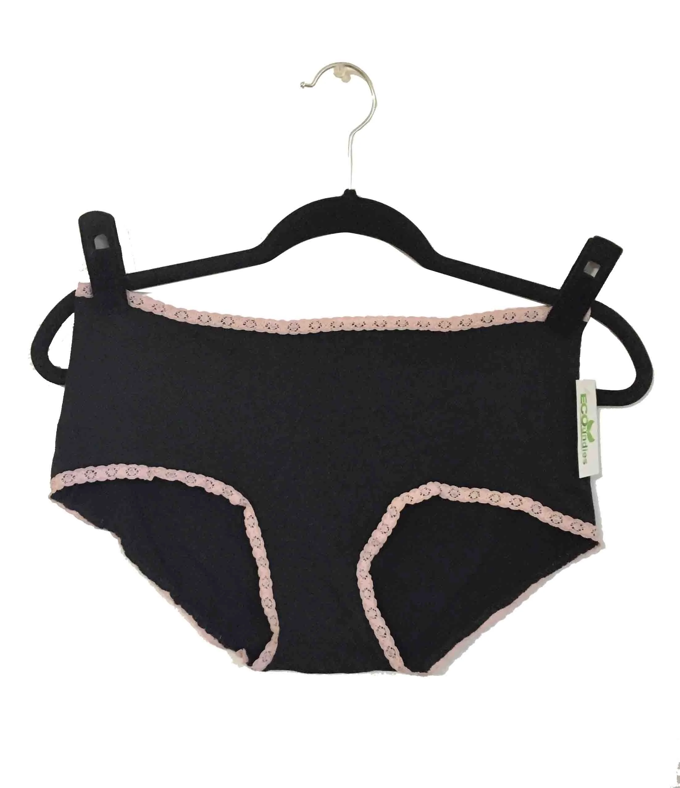 Medium Eco-Friendly Black Lace-Trim Panties