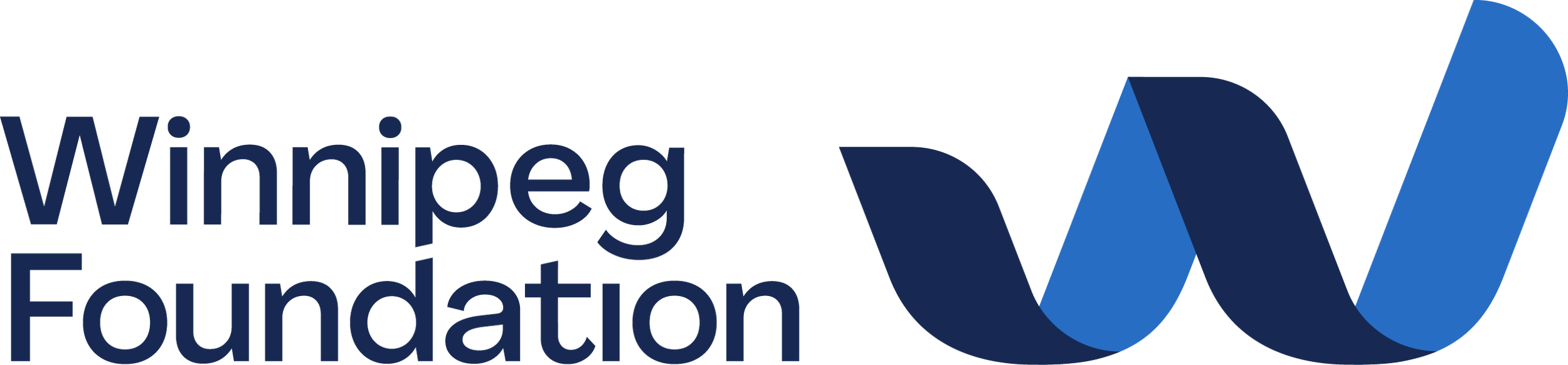 Logo of the Winnipeg Foundation with stylized paperclip-like symbol in blue tones.