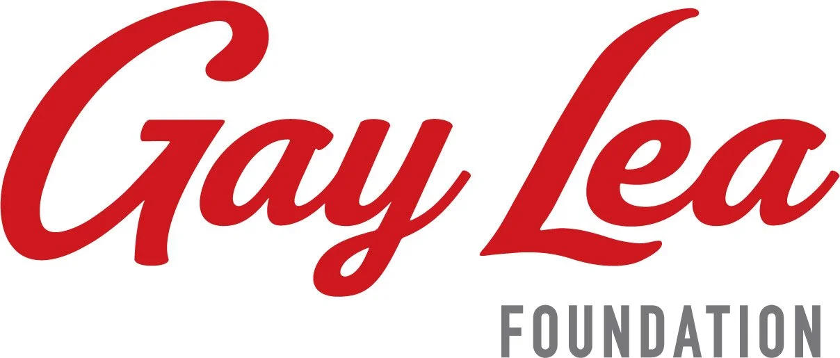Logo of the Gay Lea Foundation in red cursive font, with the word 'FOUNDATION' in gray capital letters below.