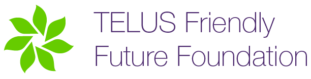 TELUS Friendly Future Foundation logo with green leaf symbol and purple text