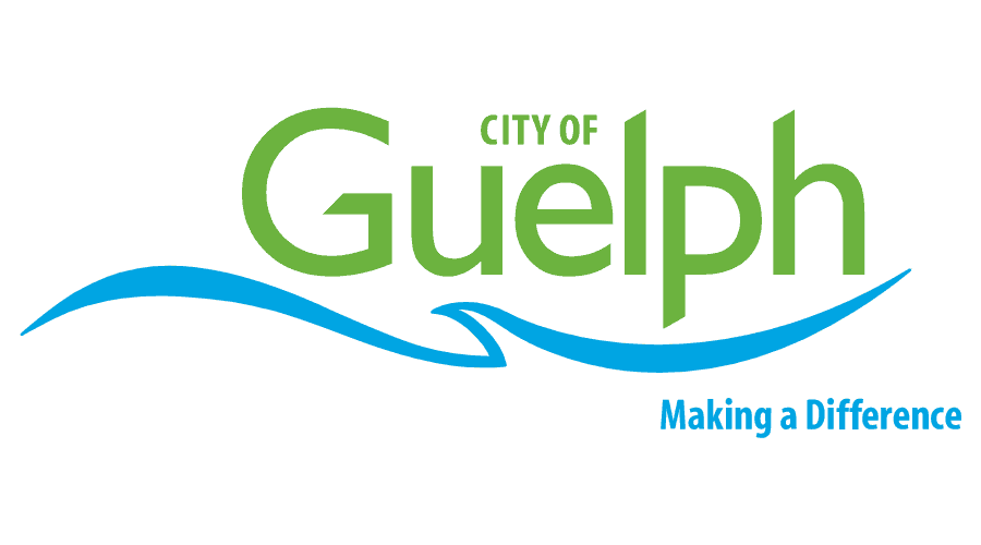 Logo of the City of Guelph with the tagline "Making a Difference", featuring green and blue text and a stylized wave design.