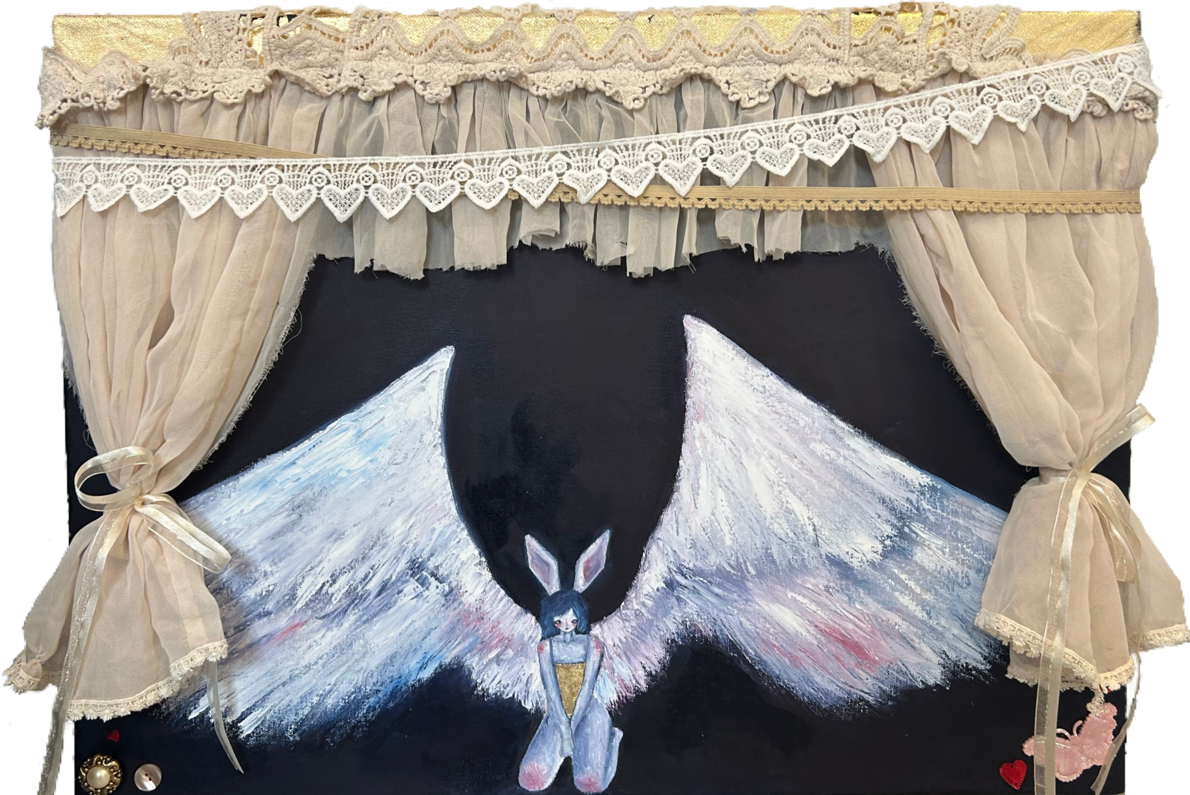 Transitional Bird, 2024
oil on canvas, mixed media, 20"x16"
