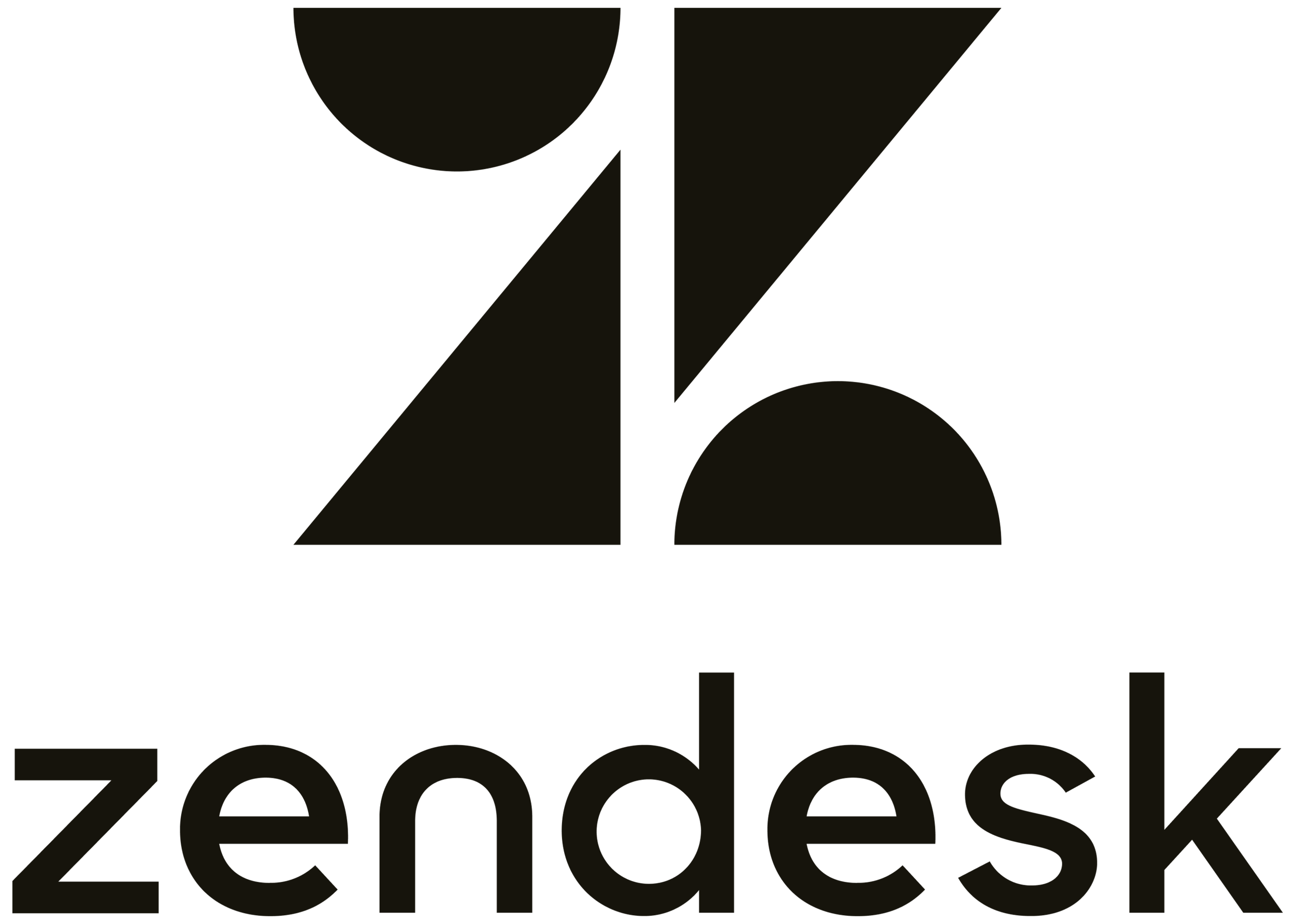 Zendesk logo, featuring stylized geometric shapes above the word "zendesk."