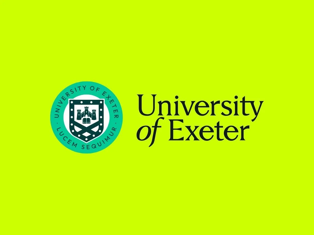 The logo of the University of Exeter with a green background.