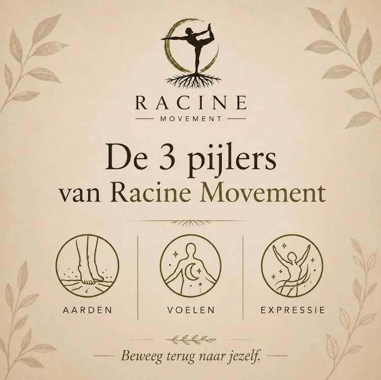 Racine Movement rust op drie pijlers.

🌱 Aarden
🌙 Voelen
🕊️ Expressie

Geen stappen die je moet volgen.
Maar een beweging terug naar jezelf.

Welke pijler spreekt jou vandaag het meest aan?

#RacineMovement #Aarden #Voelen #Expressie #BeweegTerugN