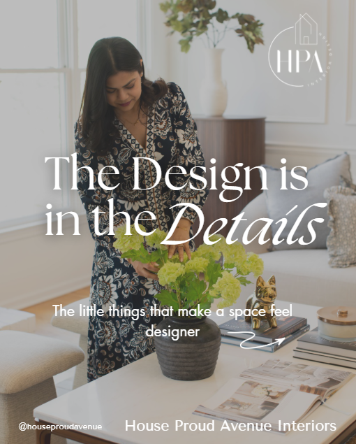 Instagram post about design details, behind the scene for recent project by House Proud Avenue in Johns Creek.