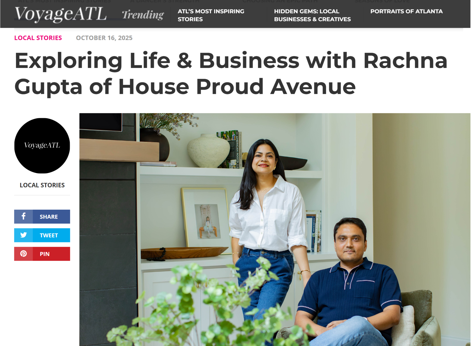 House Proud Avenue featured in Voyage ATL, interior designer in cumming GA