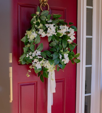 Pop of color, modern entryway and porch designed by House Proud Avenue