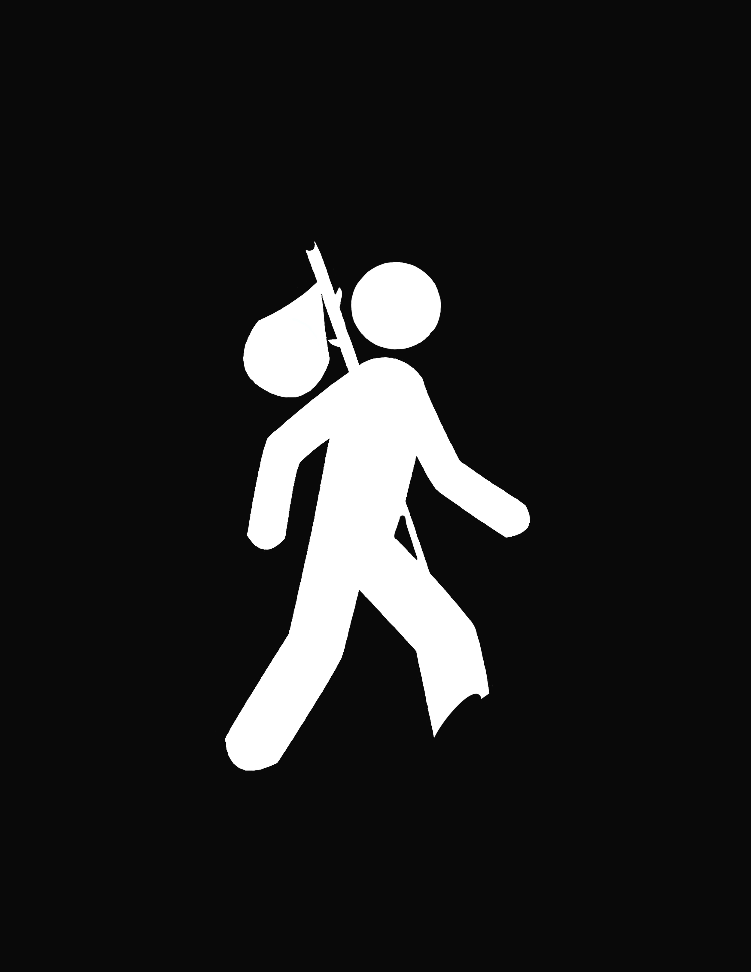Climbing human silhouette with rucksack