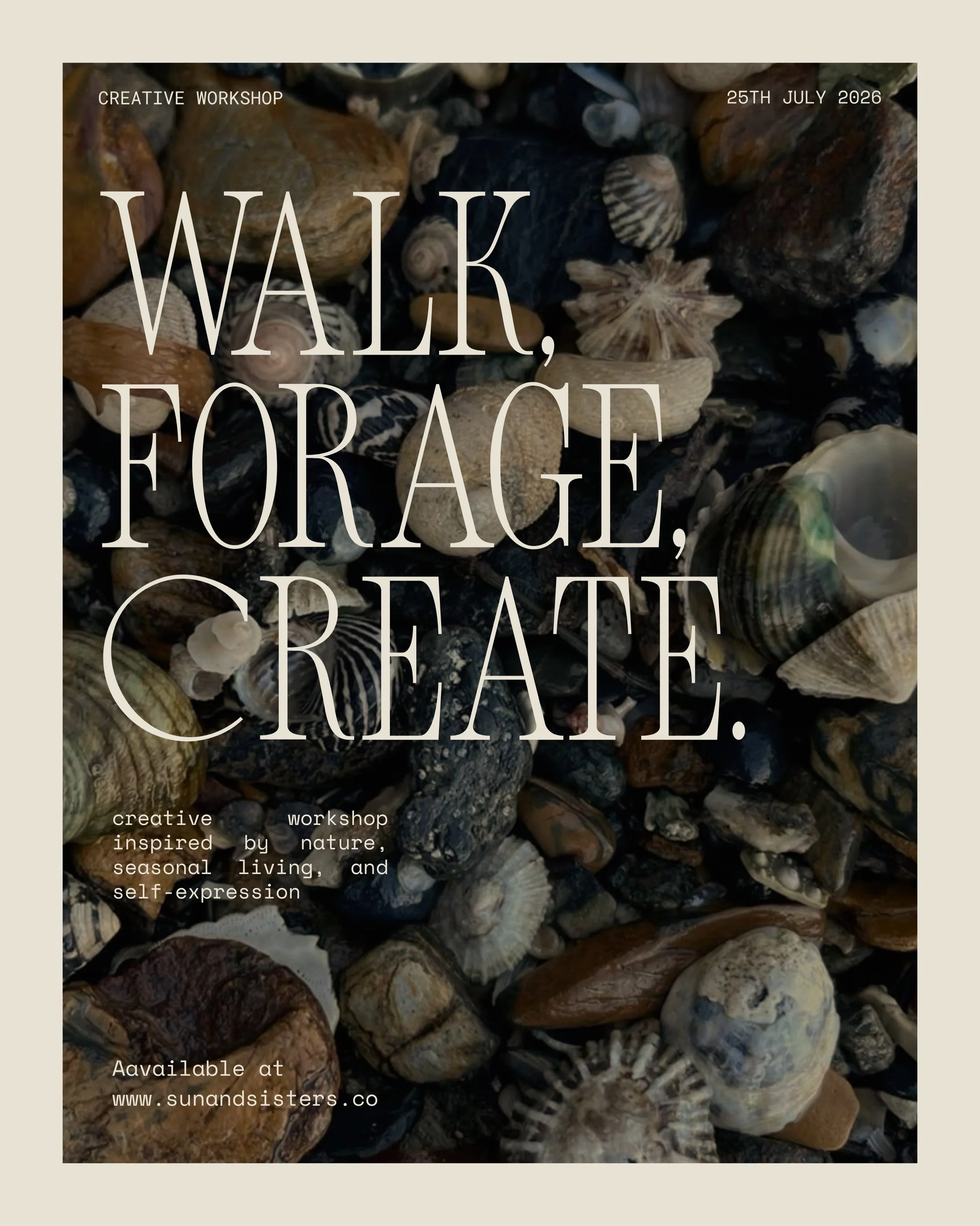 Join us for a mindful coastal walk and creative workshop inspired by nature, seasonal living and self-expression.

Together we will walk along the coastline; gathering naturally found treasures before creating mood boards using our foraged finds, mag