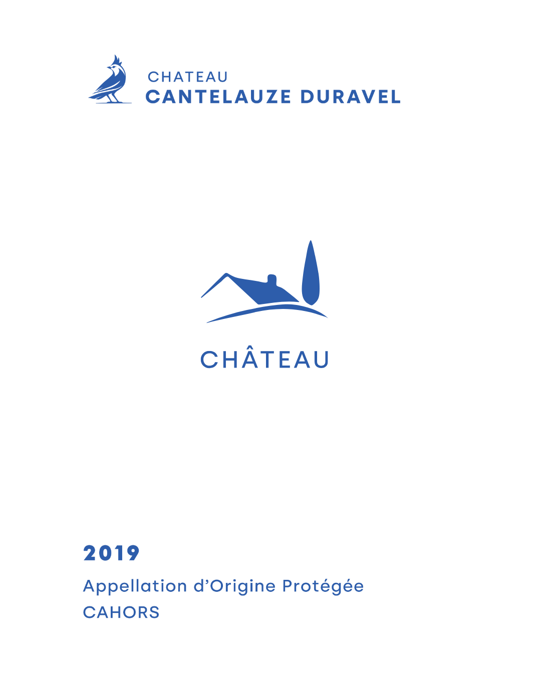 Chateau wine label – organic Cahors wine made from Malbec and Merlot