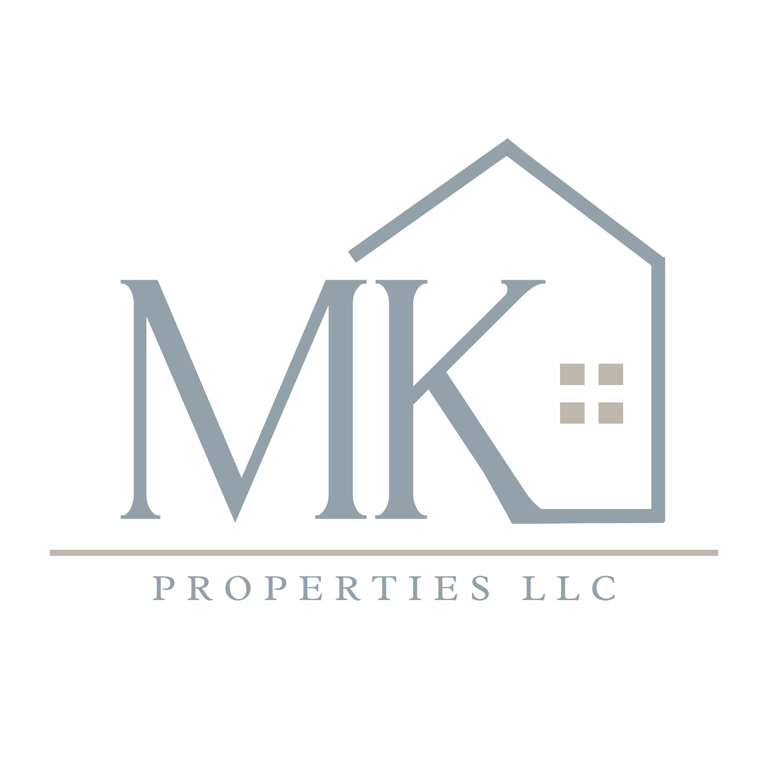 Logo for MIK Properties LLC with a stylized house outline and the company name.