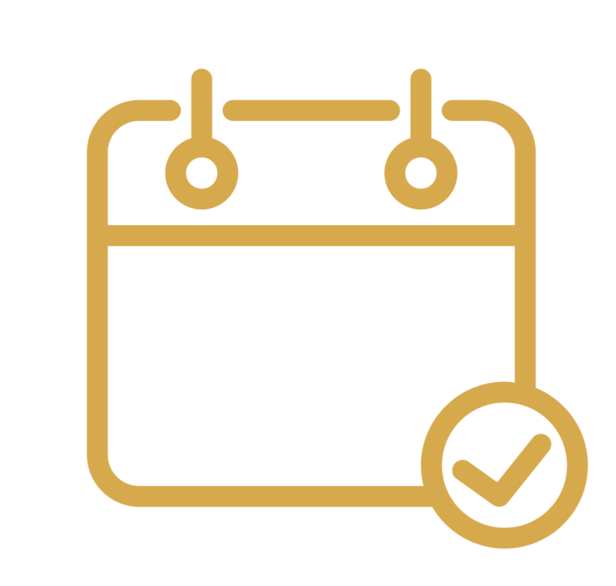 Illustration of a calendar with a checkmark symbol, indicating a scheduled or confirmed event.