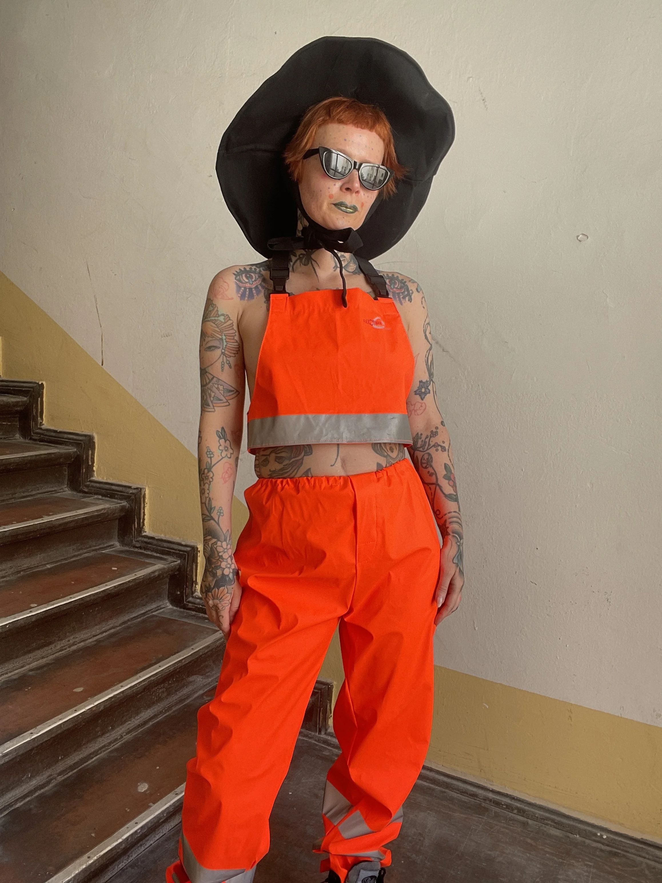 Neon orange raving outfit