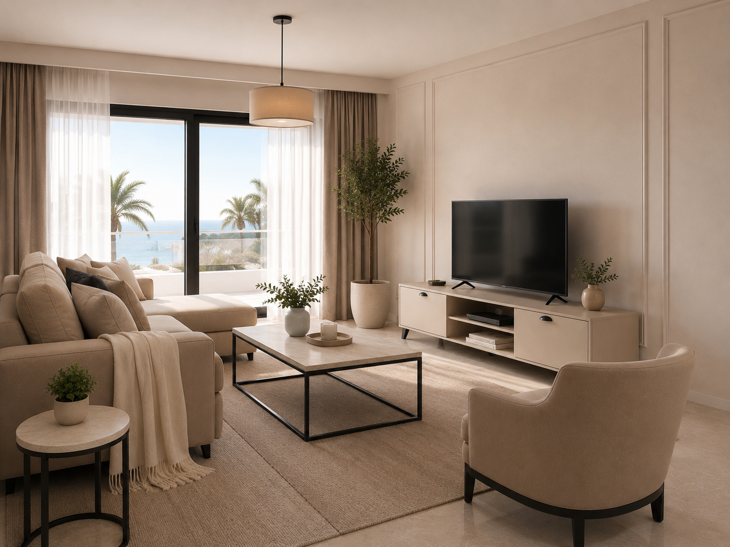 Modern apartment furniture included in a rental-ready furnishing package in North Cyprus.