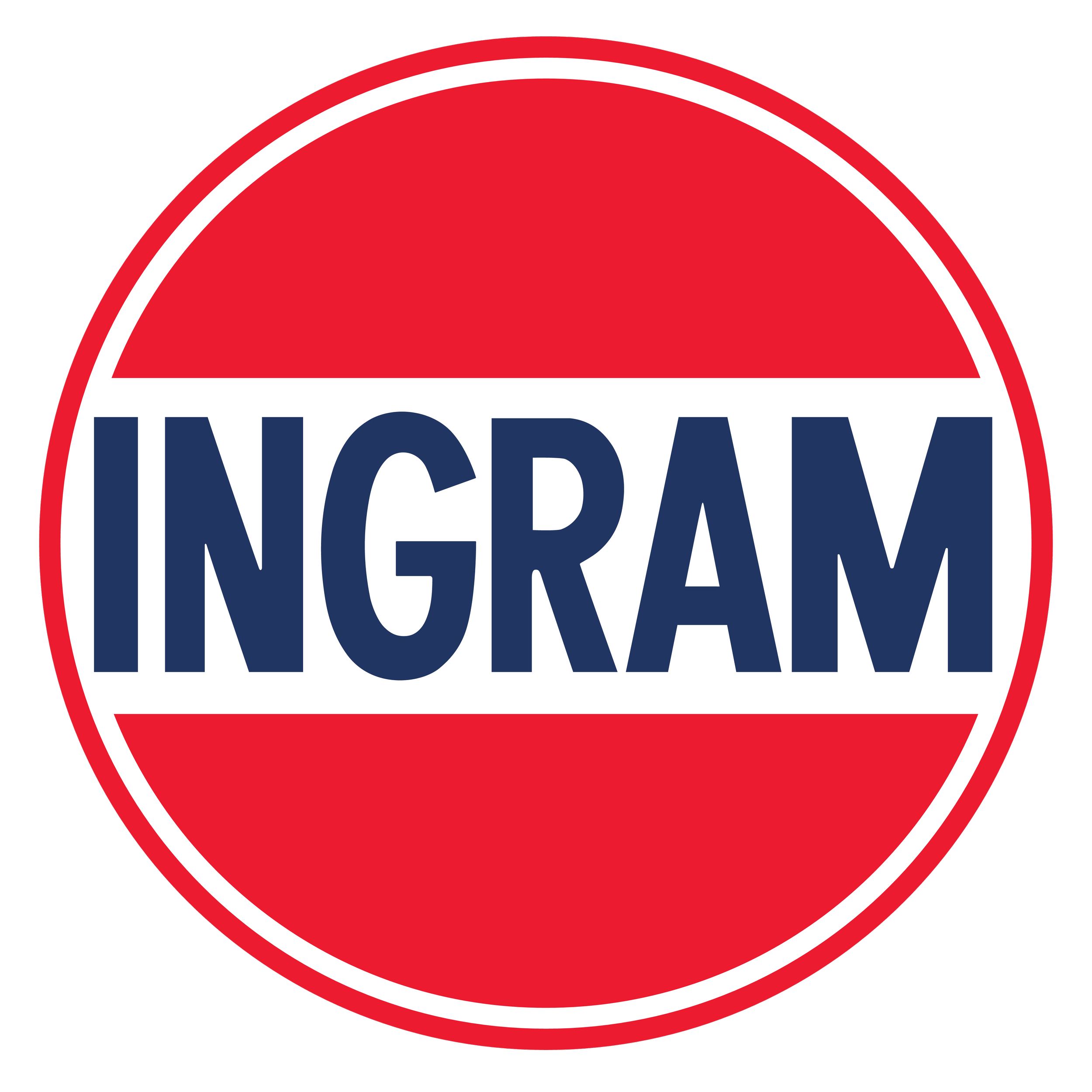 Close-up of a sign with a red and white circular design and the partial word 'INFORM' in blue letters underneath.