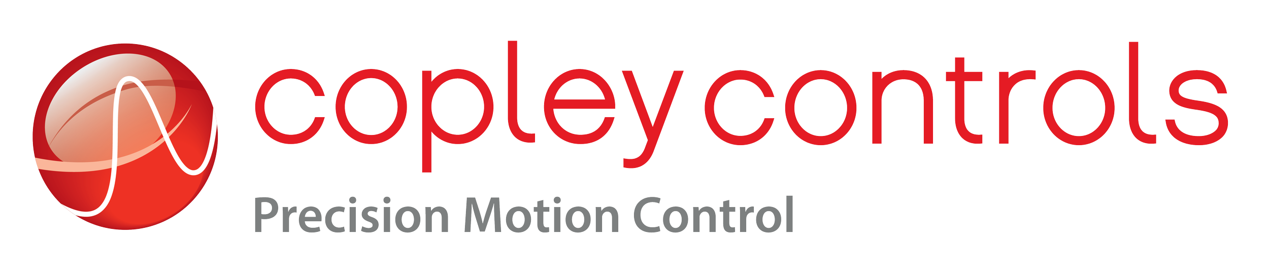 Copley Controls logo with a red spherical icon and the words 'copley controls' in red, and the slogan 'Precision Motion Control' in gray.