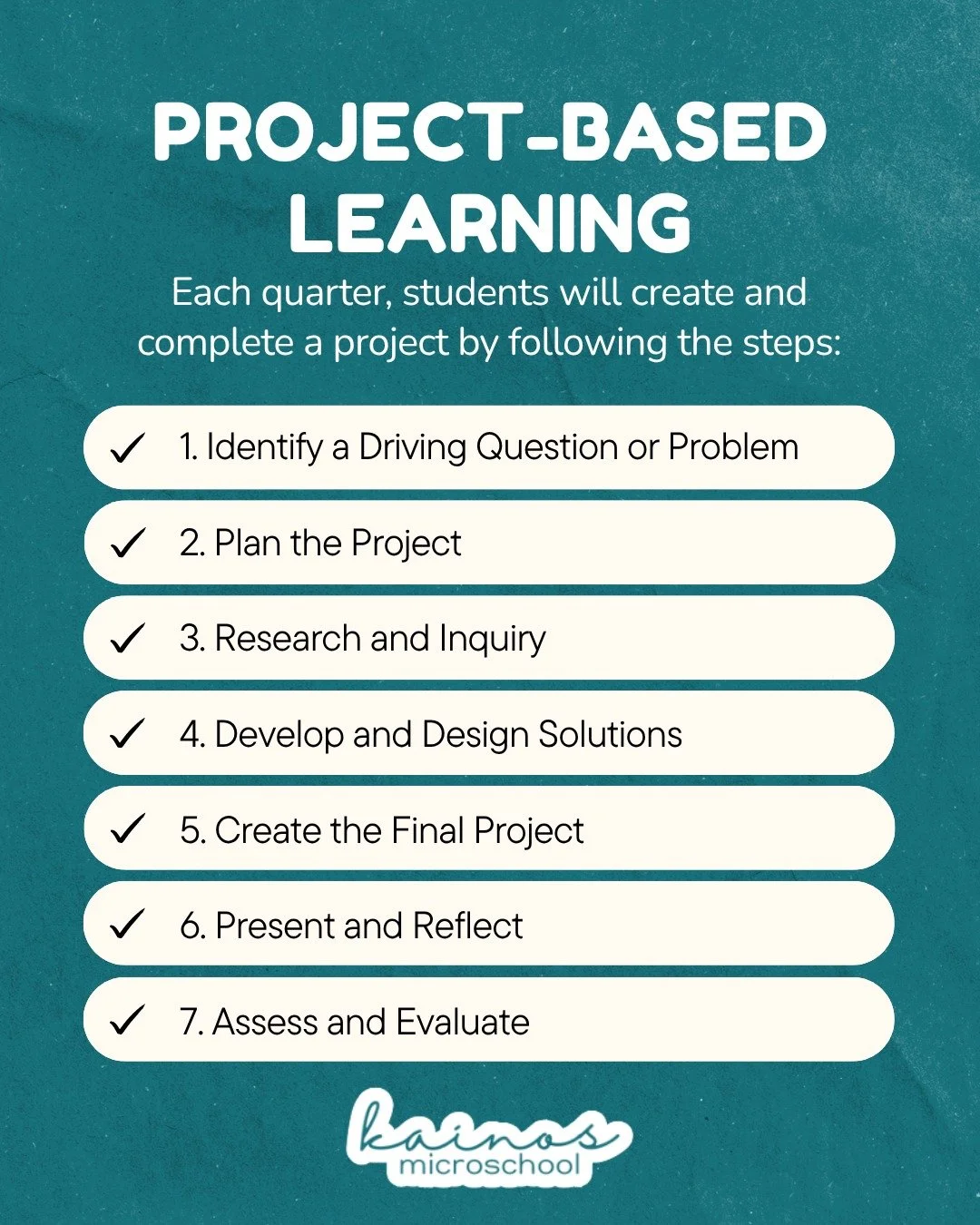 Some of the best learning happens when students get to create, explore, and solve real problems.

At Kainos, afternoons include project-based learning where students research, design, create, present, and reflect. This helps students connect what the