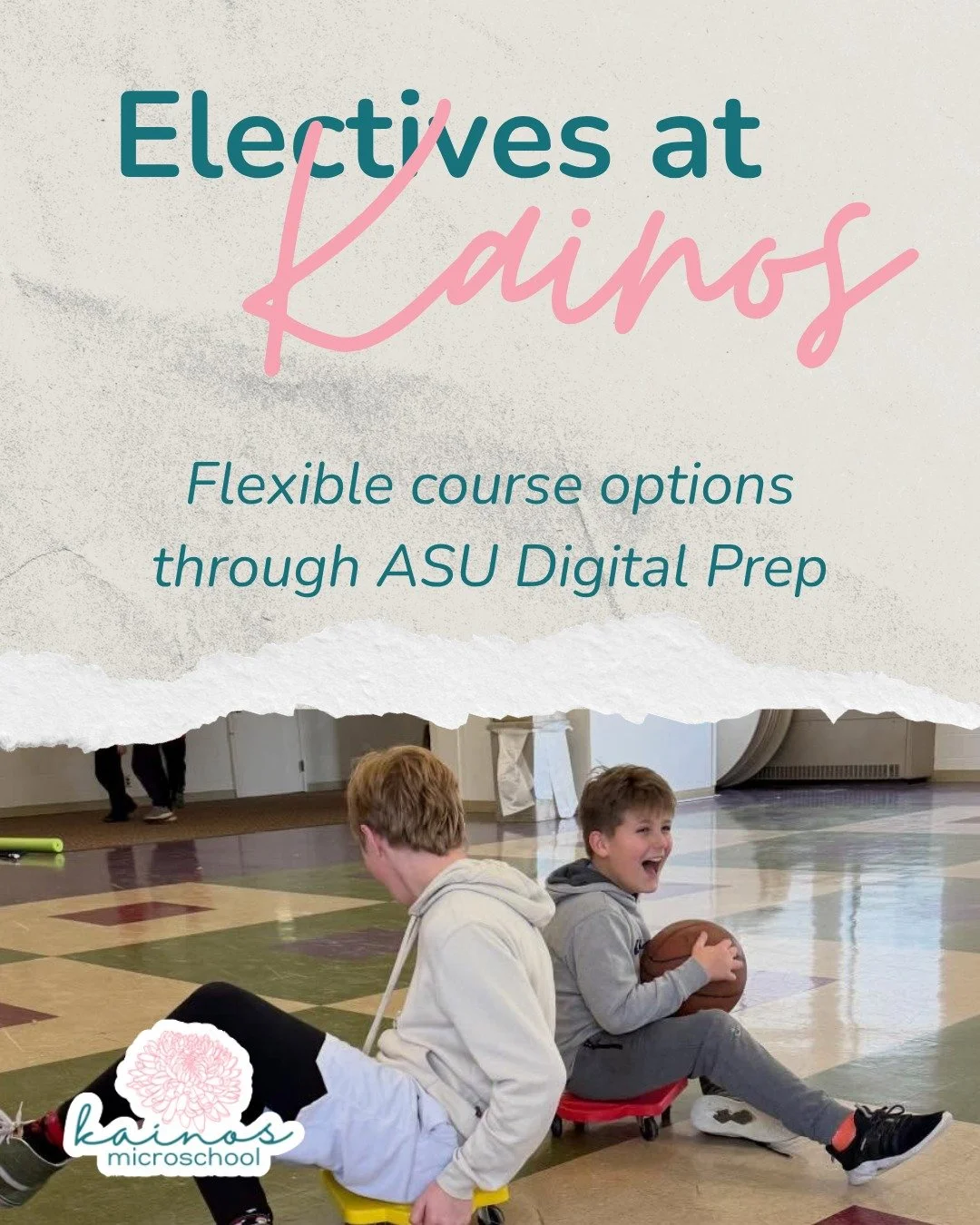High school should give students room to explore their interests.

At Kainos, students have access to a wide range of elective courses through Arizona State University&rsquo;s Digital Prep Courses, including options like PE, foreign language, and car