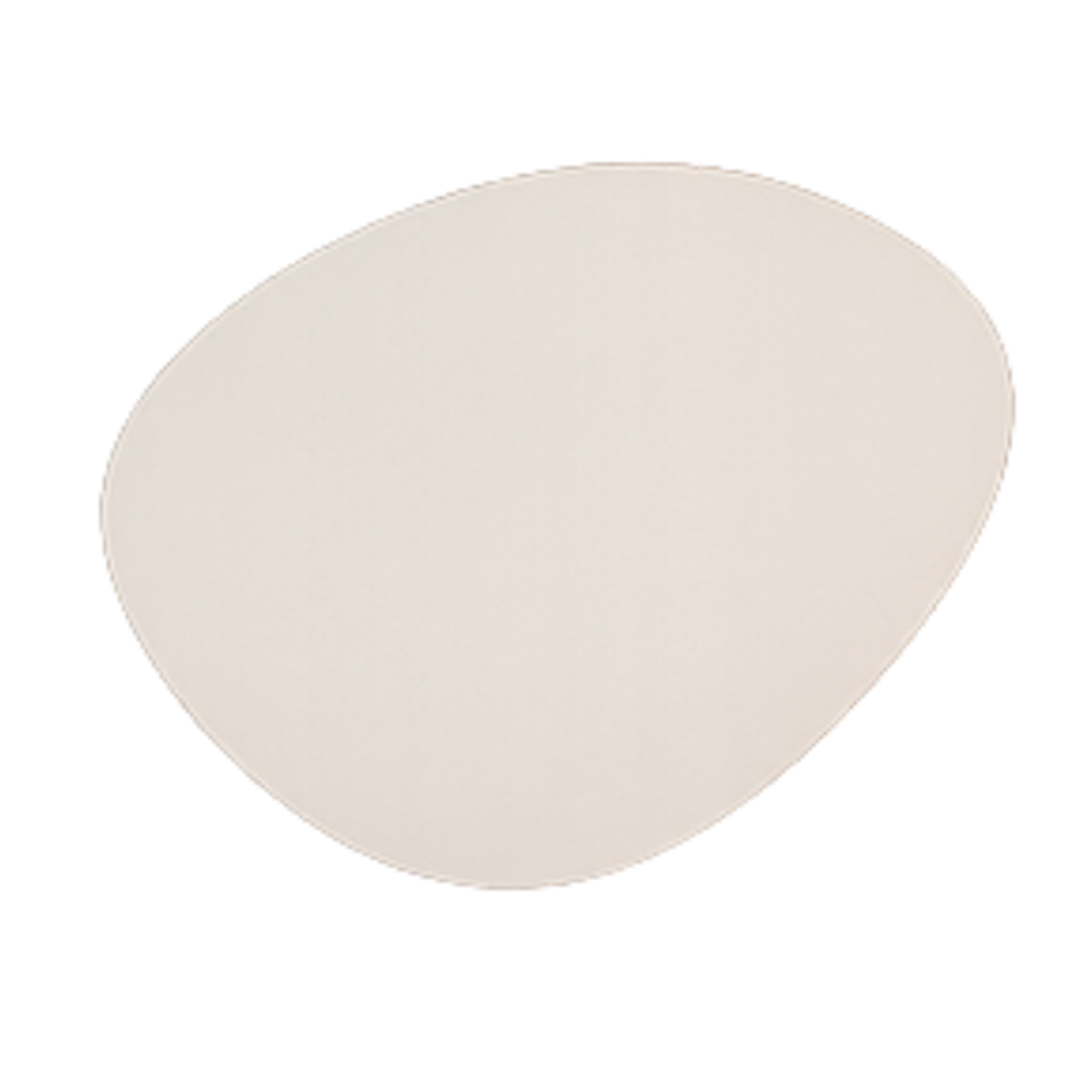 A white, round, flat object that appears to be a plate or disc with a textured edge, set against a black background.