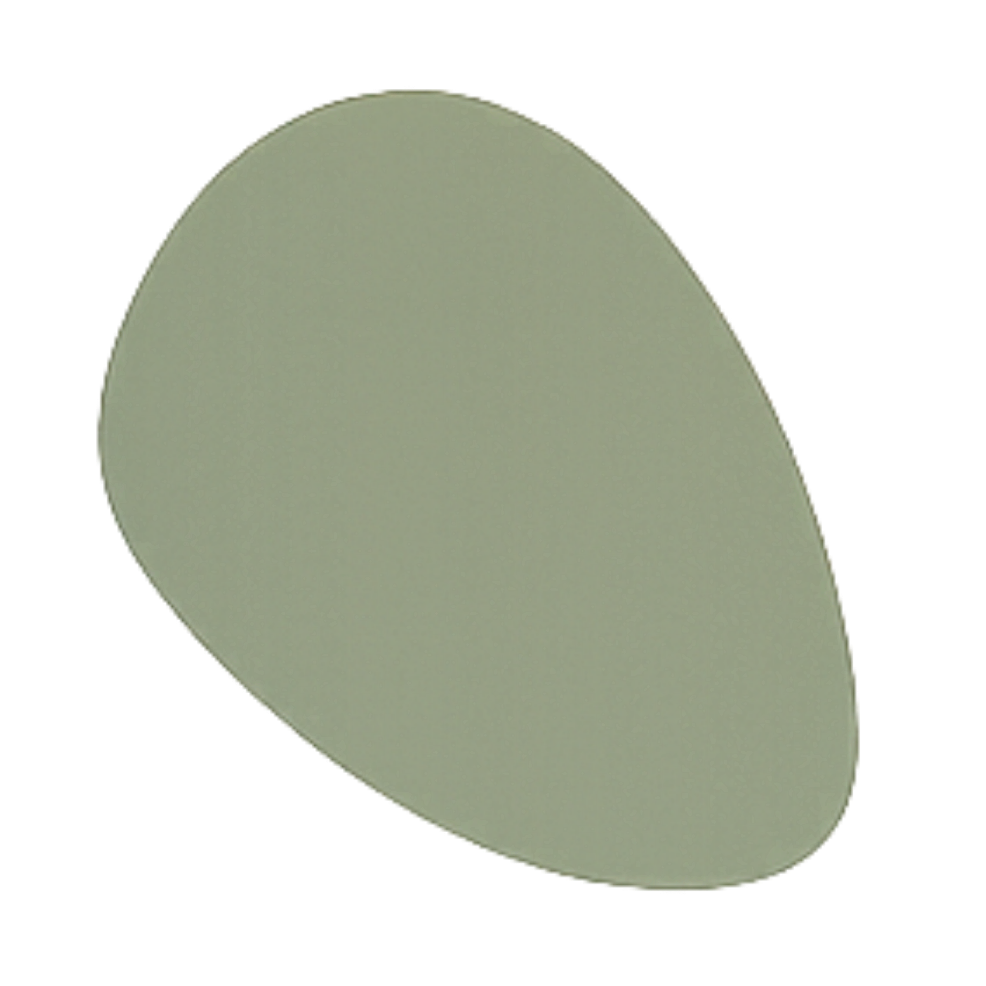 Close-up of a grayish-green golf ball with a textured surface.