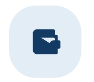 Icon of a blue wallet with a card inside