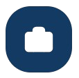 Icon of a black briefcase inside a dark blue circle.