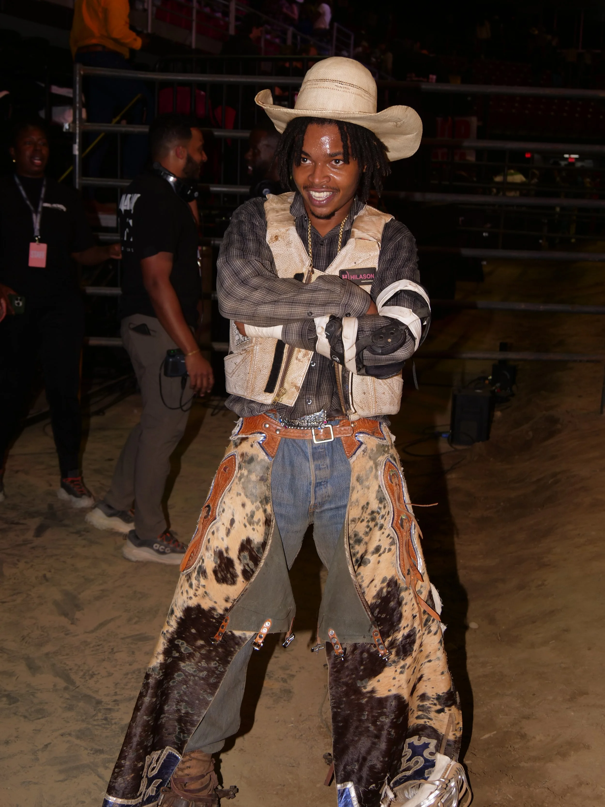 Not just a man wearing a cowboy hat, but a man from 8 Seconds Rodeo just that won the final contest!
