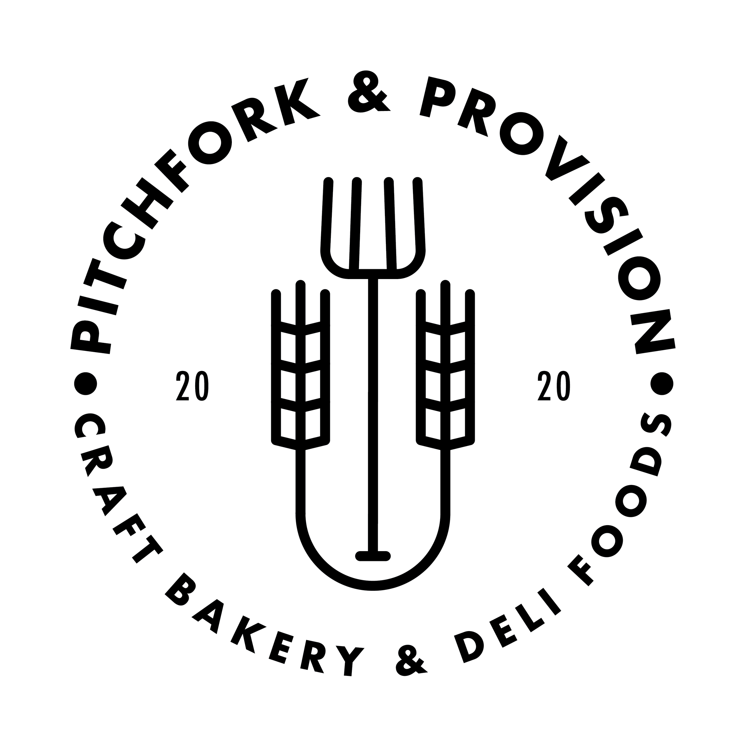 Brand identity design for craft bakery business Pitchfork & Provision