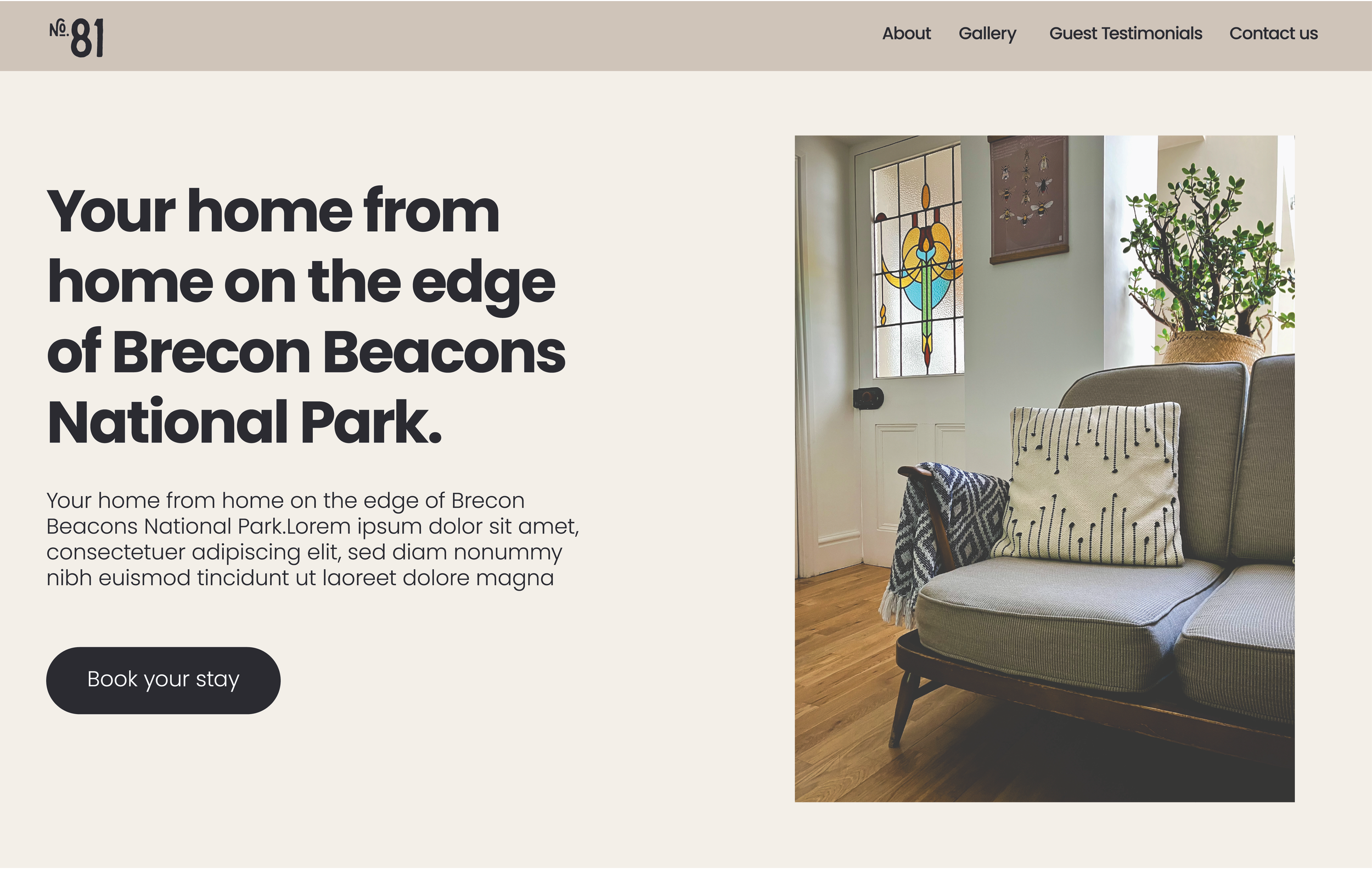 Website homepage design for Airbnb business Stay at No. 81