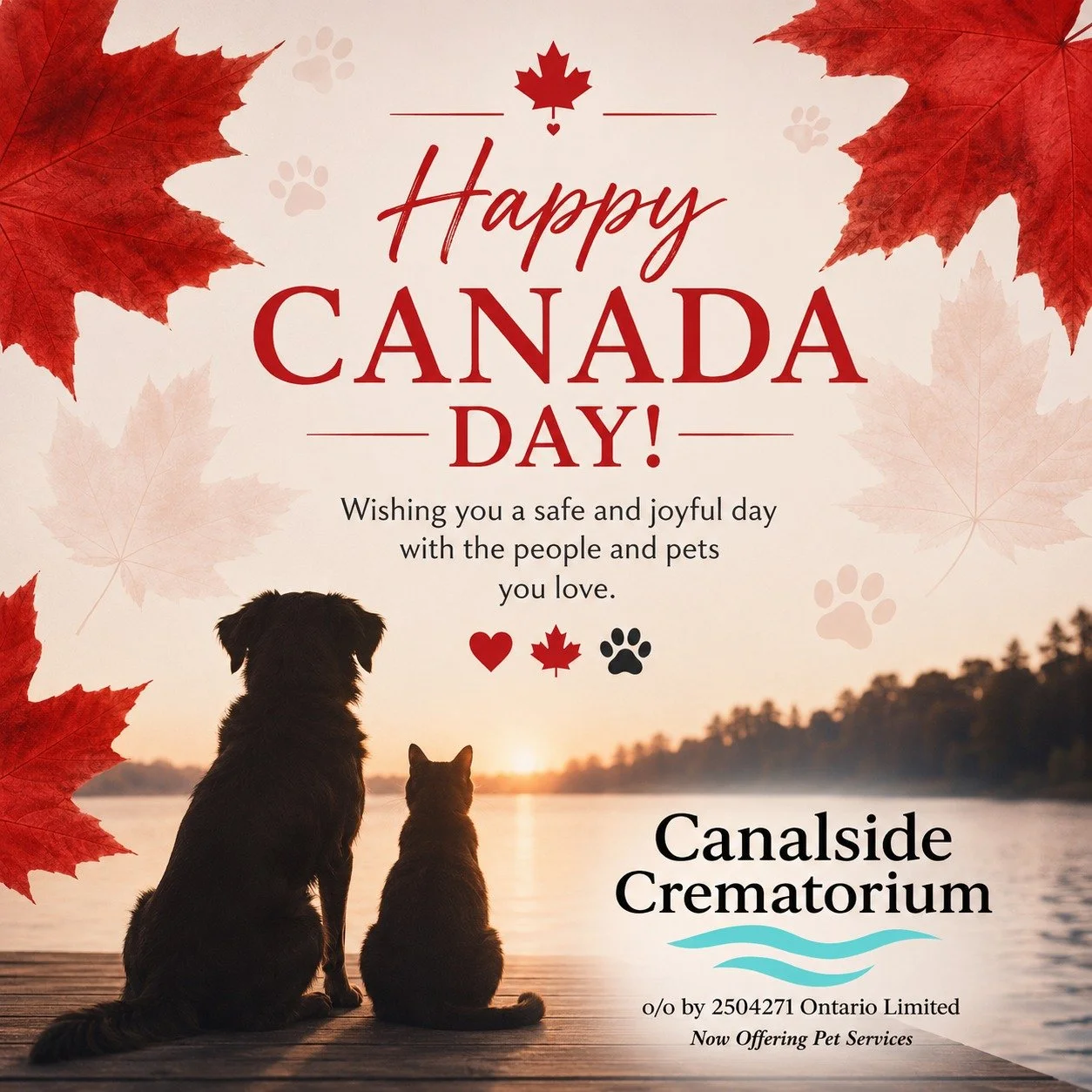 Happy Canada Day!🍁❤️

We're grateful to be part of a community that trusts us during life's most difficult moments, and we're equally grateful for the joy, companionship, and unconditional love that pets bring into our lives every day.

Whether you'