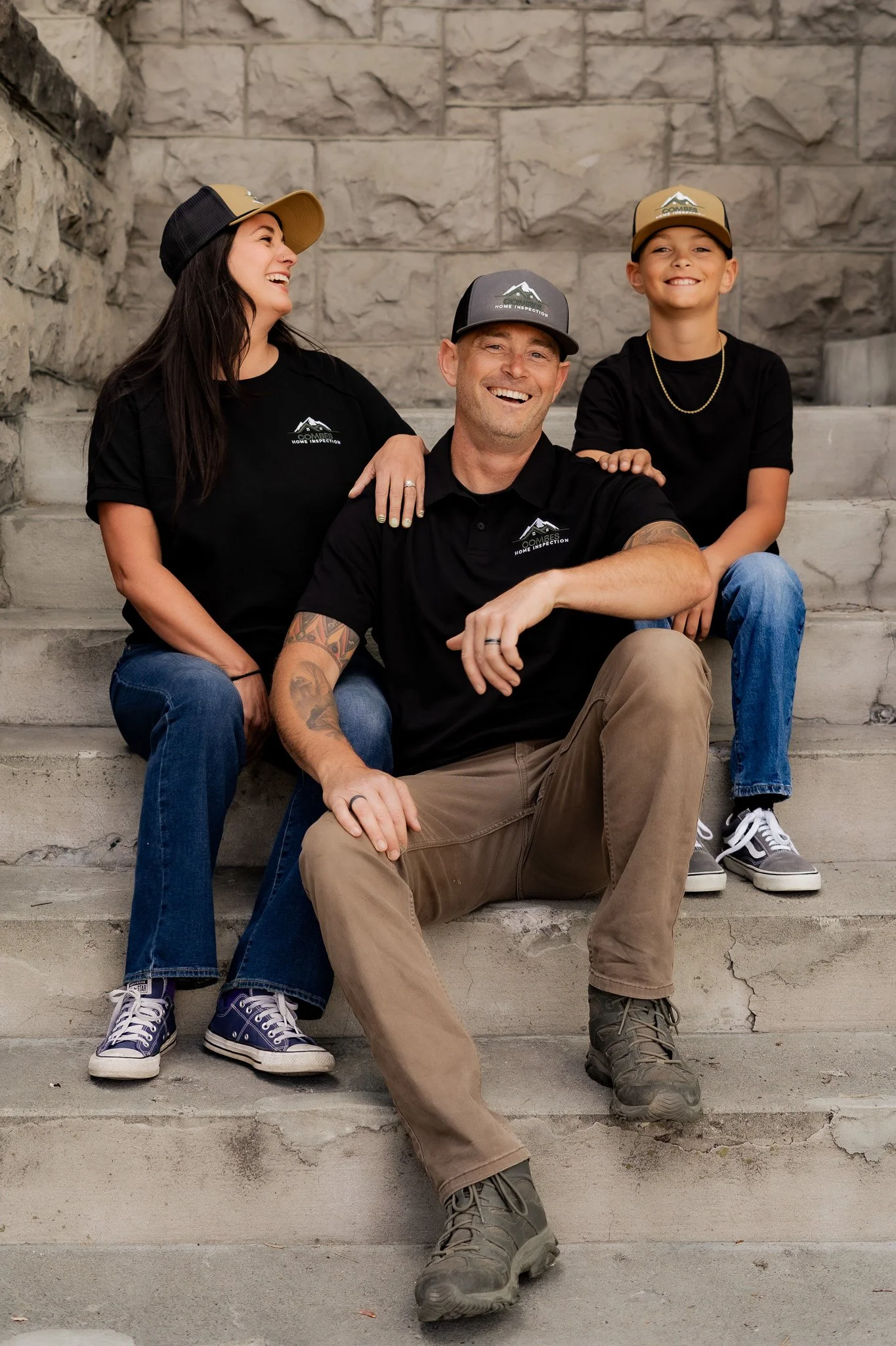 April and Sebastian Combes, owners of Combes Home Inspection, with their son, Kannon, in Baker City, Oregon.