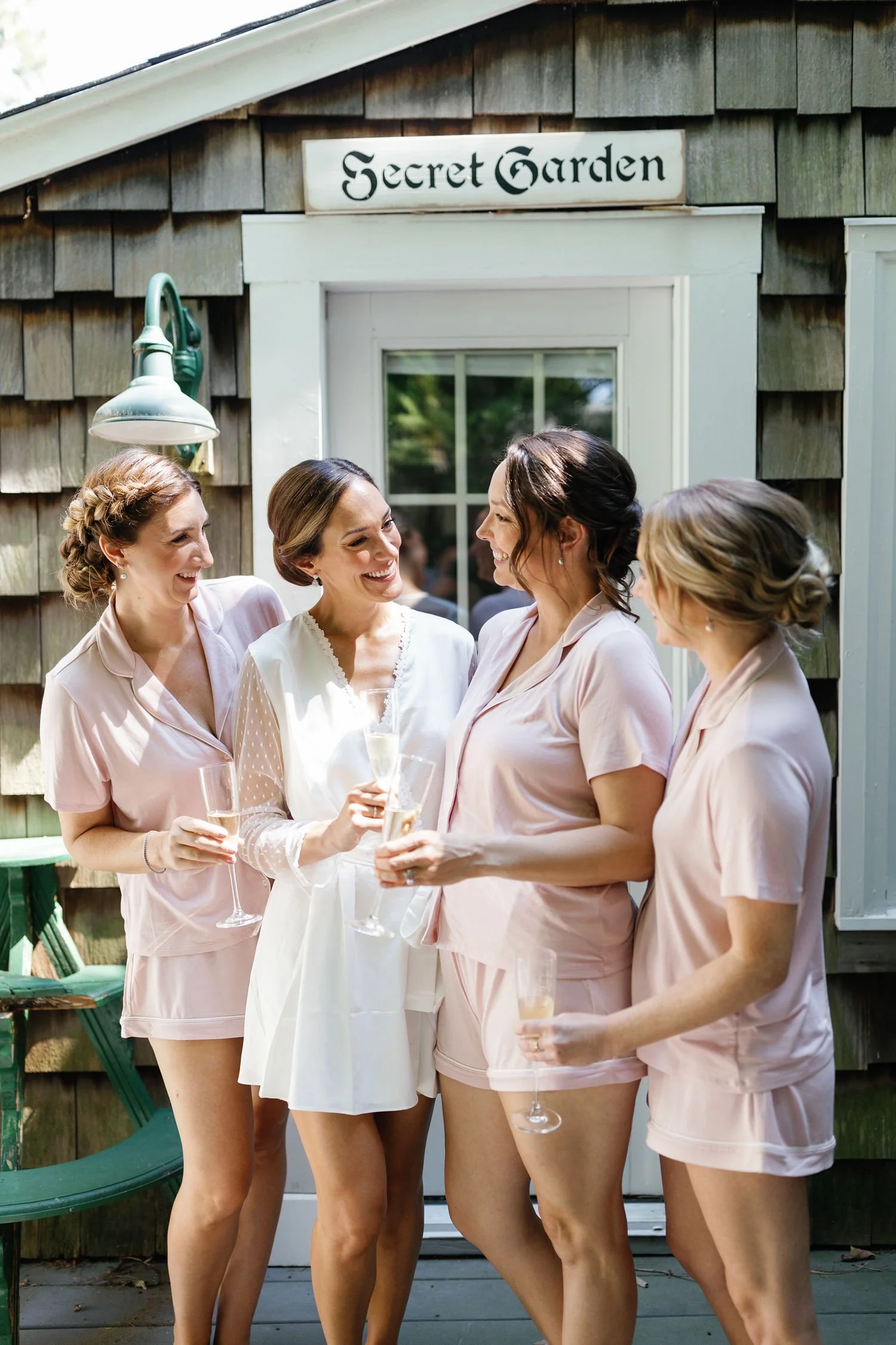 Wedding morning beauty preparation with professional bridal makeup artist.