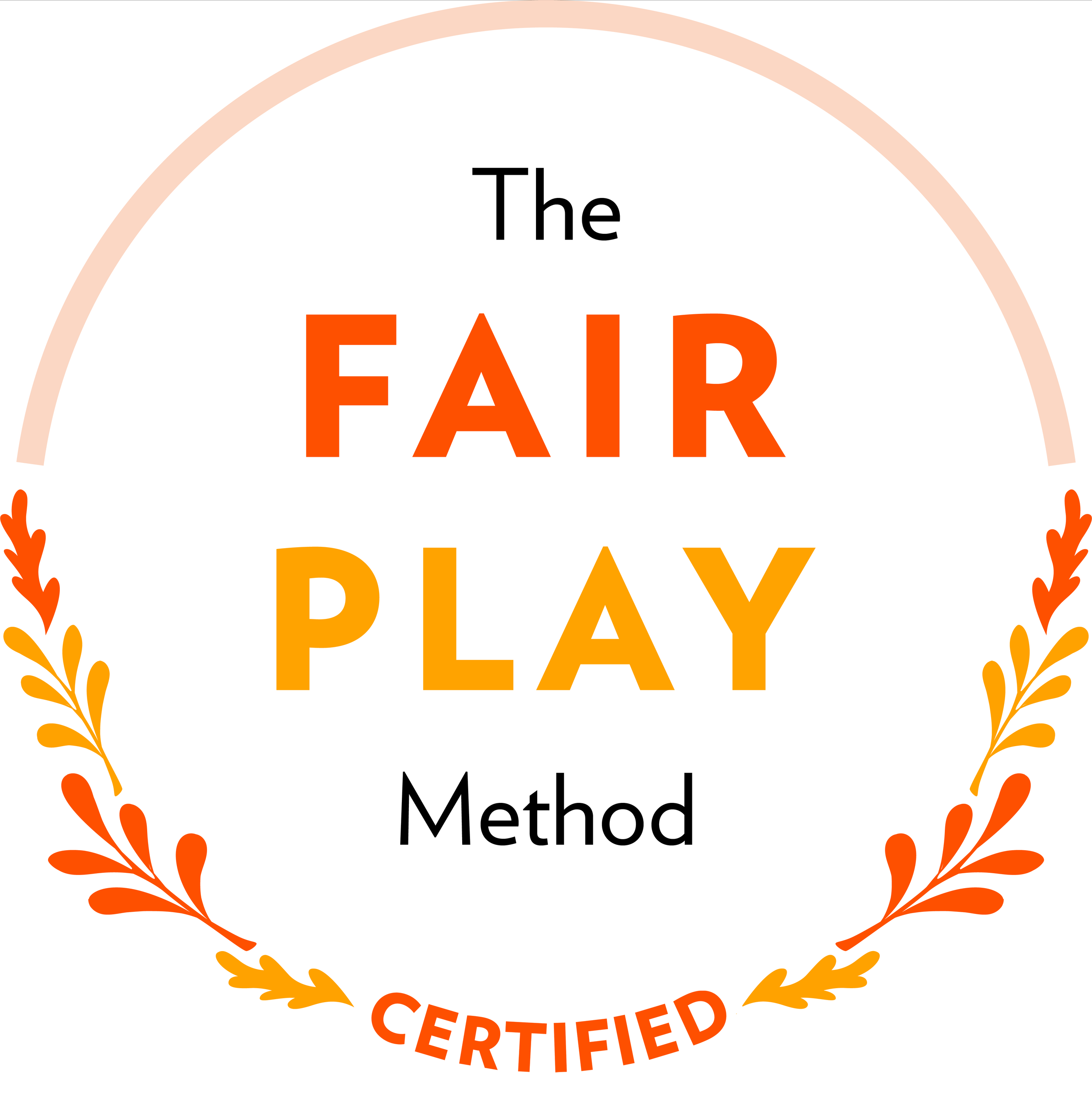 The image features a message in a circular border decorated with orange leaves. The message reads: 'The EAR Certified' with the word 'EAR' in large, bold orange letters, and the rest of the text in black and orange.